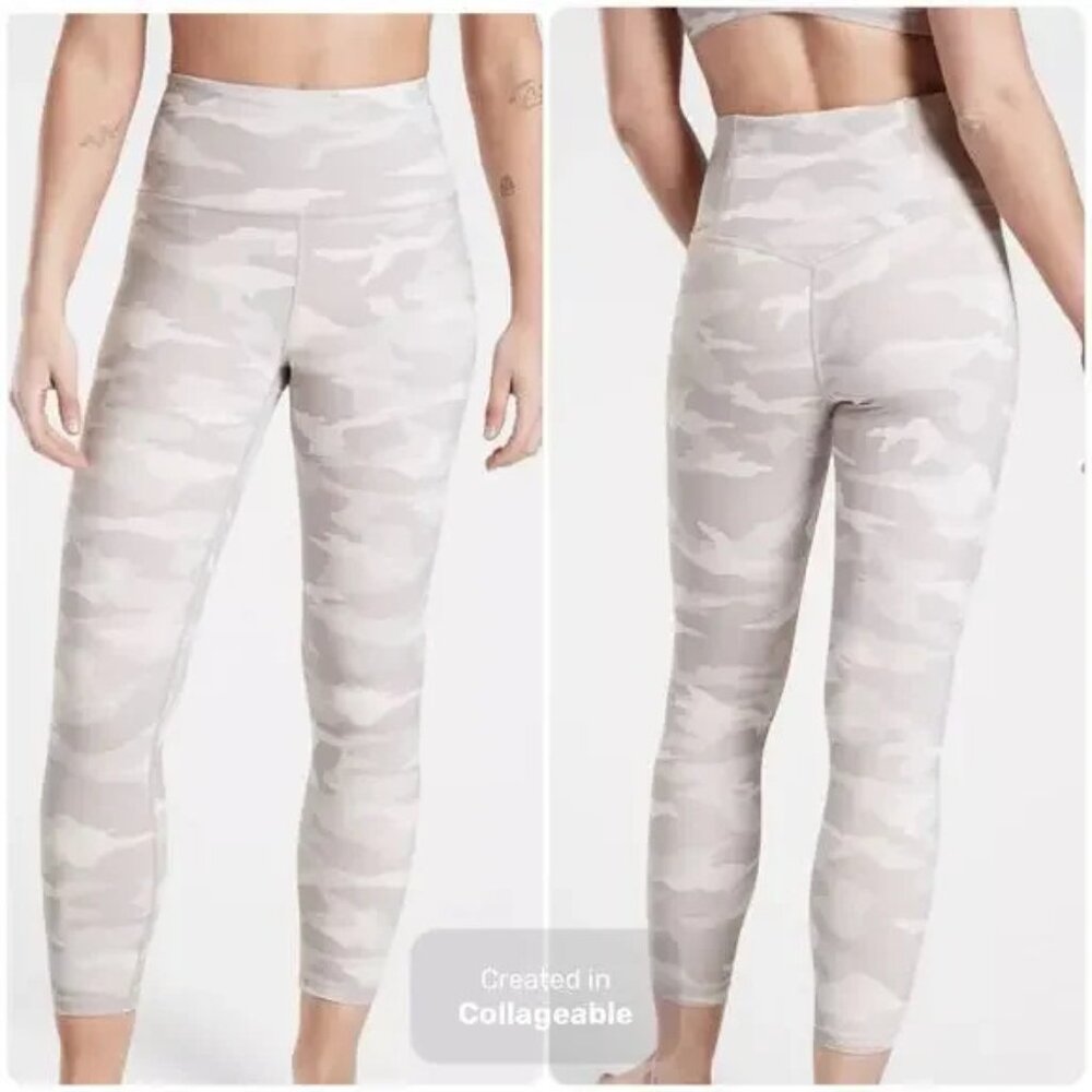 Athleta Light Grey Camo Print Elation 7/8 Leggings